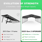20x40 Heavy-Duty Metal Carport, Galvanized Steel Shelter for Pickup Trucks, Boats, Cars & Tractors, All Weather Protection Outdoor Vehicle Cover