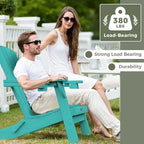 Folding Adirondack Chair Wood Texture 2 Pack, HDPE All-Weather Fire Pit Chairs, Plastic Adirondack Chairs with 2 Cup Holder, Outdoor Lawn Chair for Patio Garden (Lake Blue)