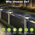 INDARUN Solar Post Cap Lights, Solar Fence Deck Post Lights Outdoor Fit 4x4 5x5 6x6 Wood Posts, Vinyl 4x4 Post Caps, 120 Lumen, Cool White & Warm White, Landscape Lighting for Patio, Porch, Yard