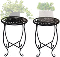 15" Tall Metal Plant Stand, 8" Wide Round Plant Stand for Flower Pot Rustproof Iron Plant Holder for Indoor Outdoor Use, Easy Assemble Flower Stand for Home Garden Display Greenery (Round 2pcs)