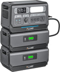 ALLWEI 2400W Portable Power Station and 2x B200 PRO Expansion Battery, 6144Wh LiFePO4 Battery 4 AC Outlets Up to 2400W for Home Backup, Outdoor Camping, RV, with 1500W AC Charging&1200W Solar Charging