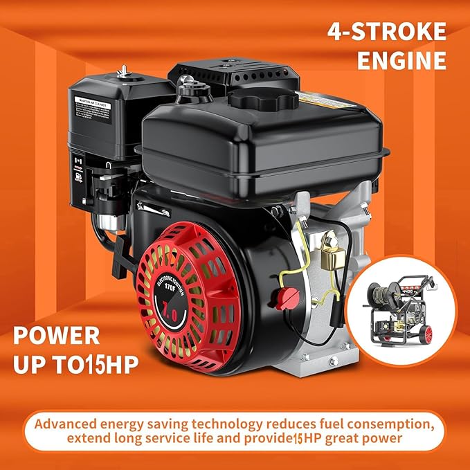 4400 PSI Gas Powered Commercial High Pressure Washer with Hose Reel 296cc 7HP Engine 4.0GPM Electric Start, Includes 50 FT 3/8 inch Hose 5 Quick Connect Nozzles Spray Gun and Wand