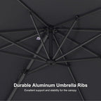 PURPLE LEAF 8' X 8' Patio Umbrella for Pool 7' High Offset Outdoor Cantilever Umbrella Swimming Pool Umbrella with 360°Rotation for Poolside Grey