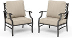 HERA'S HOUSE Outdoor Chairs Set of 2, 2 x Patio Chair with Beige Cushions, All Weather Outdoor Furniture for Lawn Garden Backyard Deck(Leg Chairs)