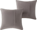 Greendale Home Fashions Sunbrella 20" Square Outdoor Throw Pillow with Removable Cover (Set of 2), Cast Shale 2 Count
