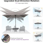 PURPLE LEAF 10' X 6.5' Swivel Outdoor Patio Aluminum Umbrella with Base Left-right Tilting Cantilever Offset Umbrella with UV Resistant Heavy Duty Fabric for Deck Pool Patio Backyard, Ash Mocha