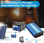 2000 Watt Pure Sine Wave Power Inverter, 12V DC to 110 Vdc to 120 Vdc, for Home, RV and Off-Grid Solar Systems, with 2 AC Outlets and USB Port, LCD Display, with Remote Control