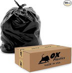 55 Gallon Trash Bags Heavy Duty – Large Black Contractor Bags 36x52" – Industrial, Yard Waste, Lawn & Leaf, Construction Garbage Can Liners – Made in USA (3 Mil, 100 Count)