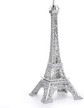 ESHATO Silver Metal Eiffel Tower Statue, 7inch Decorative Figurine Replica Stand Holder for Cake Topper Table Decor Gift Party Home Decoration