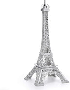ESHATO Silver Metal Eiffel Tower Statue, 7inch Decorative Figurine Replica Stand Holder for Cake Topper Table Decor Gift Party Home Decoration