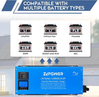 ZLPOWER 6000W 24V DC Pure Sine Wave Inverter, 18000W Peak, 120V/240V AC Split Phase Output with Battery Charger, LCD Display, Off-Grid Low Frequency Inverter for Home RV Camping (6000W)