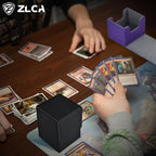 ZLCA Card Deck Box for Trading Cards, MTG YuGiOh Deck Case Holds 100+ Single Sleeved Cards, PU Leather Magnetic Card Storage Box Fits for TCG CCG Magic Game Cards (Black& Green)