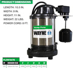 Wayne 3/4 HP Heavy Duty Submerisble Cast Iron and Stainless Steel Sump Pump with NEW Switch - Removes up to 5,490 Gallons of Water Per Hour