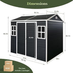 8x4 FT Resin Storage Sheds Outdoor with Floor Included, Plastic Sheds & Outdoor Storage Clearance with 2 Windows and Lockable Door, Backyard Storage Sheds for Bike, Garden Tools