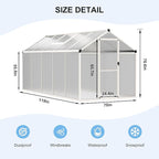 MUPATER 6' x 10' Polycarbonate Greenhouse, Heavy Duty Greenhouse with 4MM Polycarbonate Panel, Aluminum Green-House Kit with Lockable Door & Adjustable Roof Vent for Plants, Backyard, Garden, White