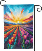 Spring Summer Tulip Lavender Garden Flag Double Sided Outdoor Yard Flags 12.5x18 Inch Burlap Banners for Decor Lawn