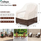 Adirondack Chair Cover 4 Pack,Waterproof Heavy Duty Patio Furniture Covers,Patio Adirondack Chair Covers for Outdoor Chairs(35 W x 37 D x 36 H inches) Beige & Brown