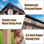 CHARMELEON 12'x20' Cedar Wood Gazebo Hardtop - Wooden Gazebos with Dual Metal Roof - Permanent Outdoor Gazebo - Large All Weather Patio Gazebo for Backyard, Deck & Garden - with Curtains & Netting