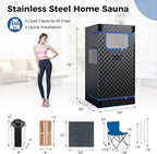 Giantex Portable Sauna Box, Full Body Steam Sauna for Home with 3L Generator, Remote Control, Folding Chair & Wooden Foot Roller, Lightweight Single Person Sauna Tent, 36" x 36" x 72" (Blue+Black)