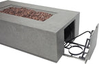 ELEMENTI Andes Propane Gas Fire Pit Table | Rectangular Concrete Fireplace with Concealed Propane Tank Storage Drawer | Electronic Ignition | Light Gray