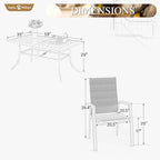 Sophia & William Outdoor Dining Set 7 Pieces, 6 x Aluminum Stackable Chair for Space-Saving and 59" x 35" Patio Dining Table, Easy to Move for Outdoor Garden Lawn (Grey)