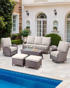 Luxury 24x24x6 Inch Kitty Outdoor Chair Cushions Set of 4 - Heavy Duty Water-Resistant Cushion for Patio Furniture Dining Gliding Rocking Chair Loveseat L-Shape Sofa - Beige