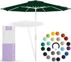 Midtown Umbrellas The Swilt 9 Feet Patio Umbrella in Sunbrella Forest Green Acrylic Fabric - Fiberglass Ribs, Auto-Tilt Aluminum Frame For Backyard, Deck, Garden, Pool - White Pole