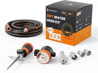 Giraffe Tools Garden Hose 25ft x 5/8", Water Hose Heavy Duty, Flexible with Water Timer Nozzle and Yard Sprinkler, Lightweight Hybrid Hose with Swivel Handle, Male to Female Fittings, Burst 600 PSI