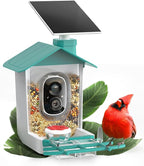 COOAU 2K Smart Bird Feeder with Camera, Faster Solar Powered Charging, Outdoor Birdhouse Cam with Precise AI Birds Recognition, Live Video Watching and Notifications, Ideal Gift for Bird Lovers, Blue