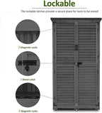 MCombo Outdoor Storage Cabinet, Garden Storage Shed, Outside Vertical Shed with Lockers, Outdoor 63 Inches Wood Tall Cabinet for Yard and Patio 0870 (Grey)