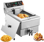 VEVOR Commercial Deep Fryer, 1500W Electric Countertop Fryer with Basket, 11.6Qt / 11L Stainless Steel Single Oil Fryer with Time & Temp Control, Overheat Protection, for Kitchen Restaurant Use