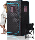 Smartmak Portable Infrared Sauna Box with 660nm Red Light Therapy Lamp for Home, Personal Indoor Full Body Dry Sauna Spa Tent, Relax Saunas with 6 Heaters, Heated Foot Pad, Remote, Chair, Blackgreen