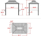 PURPLE LEAF 6' X 8' Hardtop Grill Gazebo for Patio Permanent Metal Roof with 2 Side Shelves Deck Yard Tent Aluminum Garden Outside Sun Shade Outdoor BBQ Canopy