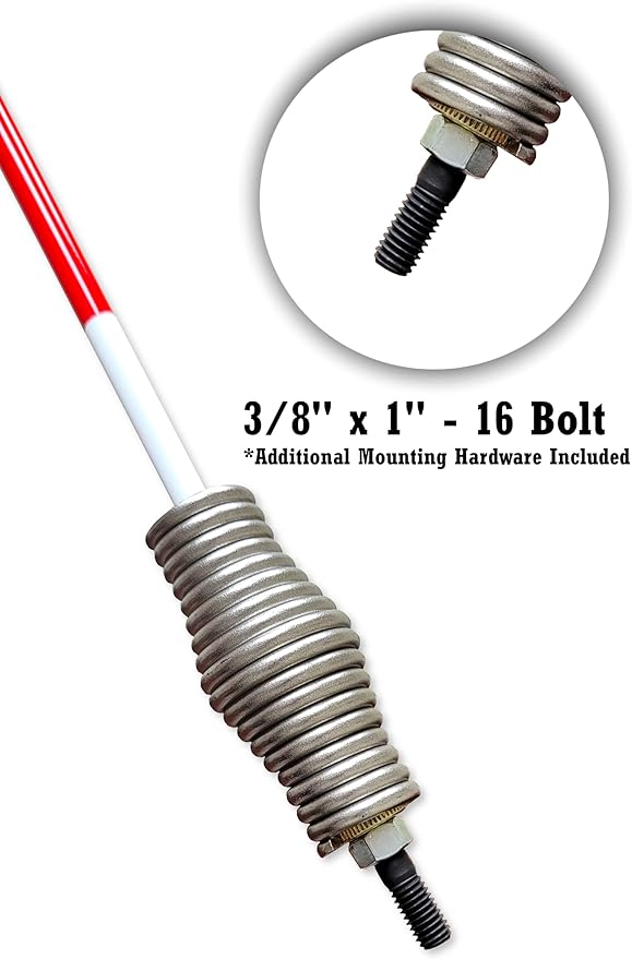 Snow Plow Marker, Trailer Sight Rod, Reflective, Fiberglass, 37 Inch, Stud Mount, Stainless Steel Spring (Blue) (FF37STUD)