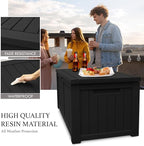 AJP Distributors 120 Gallon Outdoor Storage Box, Rain Waterproof Resin Deck Box, Lockable Large Storage Container for Patio Furniture, Cushions, Garden Tools, Sports Equipment and Pool Supplies Black
