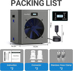 16000 BTU Above Ground Pool Heater 5000 Gallon Swimming Pool Heater Pump Heating or Cooling Electric Pool Heater For Inground Pool WiFi Control Schedule 120V