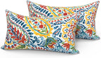 LVTXIII Set of 2 Outdoor Lumbar Pillows for Patio Furniture with White Piping, 12"x20" Fade Resistant Patio Lumbar Pillows with Inserts for Home Coach Sofa Use, Paisley Multi