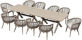 PURPLE LEAF Outdoor Dining Set for 10 All-Weather 12 Pieces Patio Aluminium Dining Large Table and Rope Weave Chairs Included Cushions for Backyard Deck Kitchen Modern Patio Furniture Set Champagne