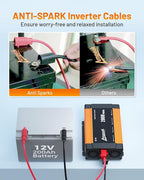 Ampeak 2000W Power Inverter with Anti-Spark Waterproof Cable Conversion Efficiency 89.37% Car Inverter 12V to 110V 3AC Outlets Dual 5V/3.1A USB Ports Modified Sine DC to AC Inverter for Vehicles
