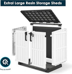 Light Gray Outdoor Resin Storage Shed 36 Cu. Ft. Garden Horizontal Storage Extra Large Capacity Weather Resistant Storage Box, Lockable Resin Waterproof Shed for Garbage Cans, Garden Tools