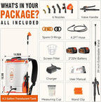 Battery Powered Backpack Sprayer 4.2Gallon, 45-90PSI Adjustable Pressure, 6 Hours Long Battery Life, Electric Backpack Garden Sprayer with 6 Spray Nozzles for Lawn, Garden, Yard