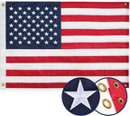 American Flag 3x5 Ft, Four Brass Grommets Multipurpose US Flag, Embroidered Stars, Sewn Stripes, Outdoor Heavy Duty Durable USA Flags, Hanging Indoor/Bedroom/Room/Wall American Flag