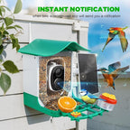 Smart Bird Feeder with Camera, 2K 3MP HD WiFi, AI Bird Species Recognition, Dual-Band 2.4G/5G WiFi, 2L Large Seed Container, IP65 Weatherproof, Solar Powered, Two-Way Audio