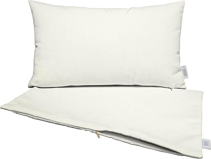 RSH DECOR: Sunbrella Pillow Covers Set of 2 | Covers Only - 26" x 16" | Outdoor Lumbar Pillow Covers Crafted with Sunbrella Performance Fabric | Canvas White