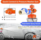 Short Pressure Washer Gun with Swivel 5200 PSI，Power Washer Gun Compatible with Foam Cannon - Car Wash Foam Gun-1/4 Quick Connector, with Nozzle Tips (MRP-003-A-spray Gun+Foam Pot)