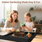 LASZOLA 45 pcs Repotting Set with Potting Mat Tiny Tools for Indoor Plants Succulents, Gardening Bag Kit with Waterproof Tray and Mini Tools, Ideal for Soil Replacement Seedling Transplanting, Black