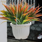 16Pcs Artificial Grass Fake Plants 17.3in Outdoor Plastic Plants UV Resistant Greenery Fake Grass for Home Window Garden Patio Hanging Planter Pathway Front Porch Décor Red