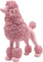 Lukitas Standing Pink Poodle Sculpture Decor, Decorative Dog Statue, Animal Ornament for Garden Home, Resin 10''