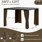 Gazebo Universal Replacement Privacy Curtain,10'×12' Gazebo Outdoor Waterproof Curtains, 4-Panels Sidewall Curtains with Double Zipper for Patio Canopy, Garden and Backyard (Curtain Only)