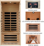 1 Person Infrared Sauna, Low EMF FAR Infrared Saunas for Home, 1200 watt Canadian Hemlock Indoor Sauna Room with LED Reading Lamp, LCD Display Control, Blue-Tooth Audio